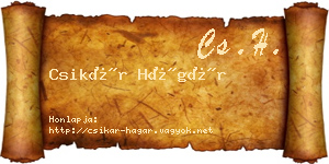 Csikár Hágár névjegykártya